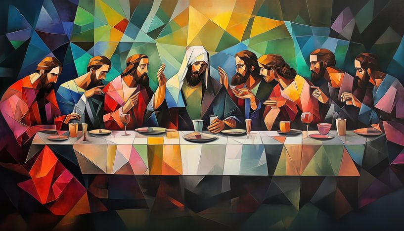 Het Laatste avondmaal Jezus kubisme van TheXclusive Art